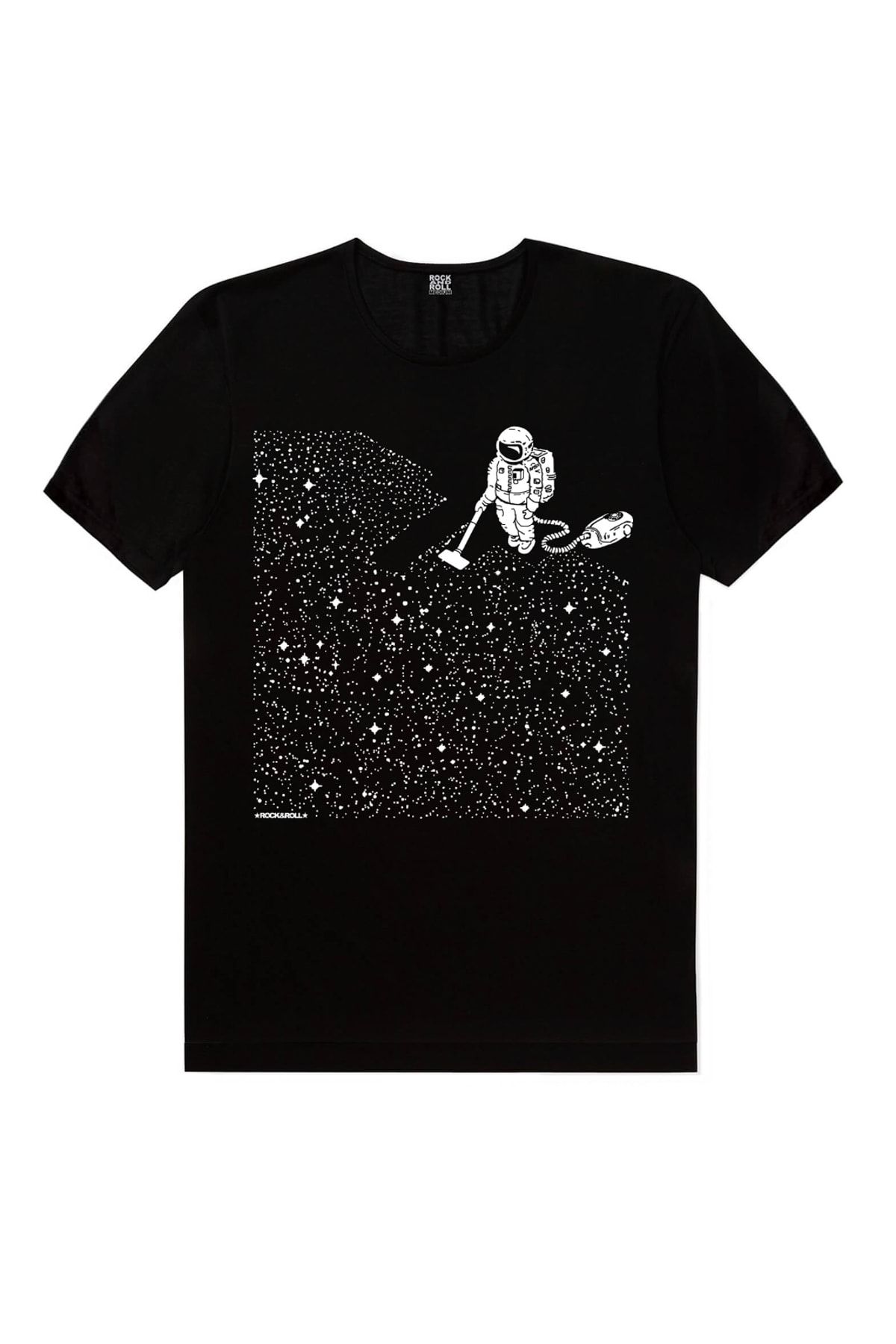 ROCKANDROLL Astronaut Cu Mătură Negru Cu Mânecă Scurtă Pentru Bărbați Masculin - M