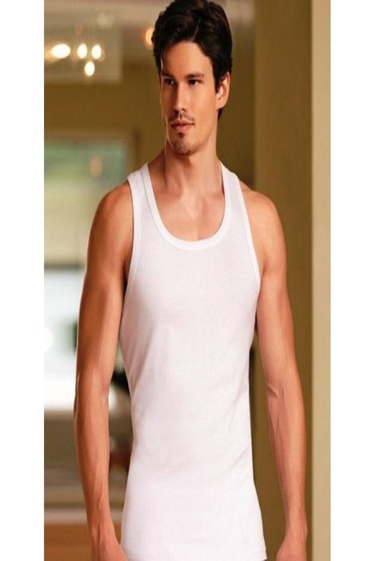 Berrak-Men's White Tank Top 3 Pack 100% Cotton 3
