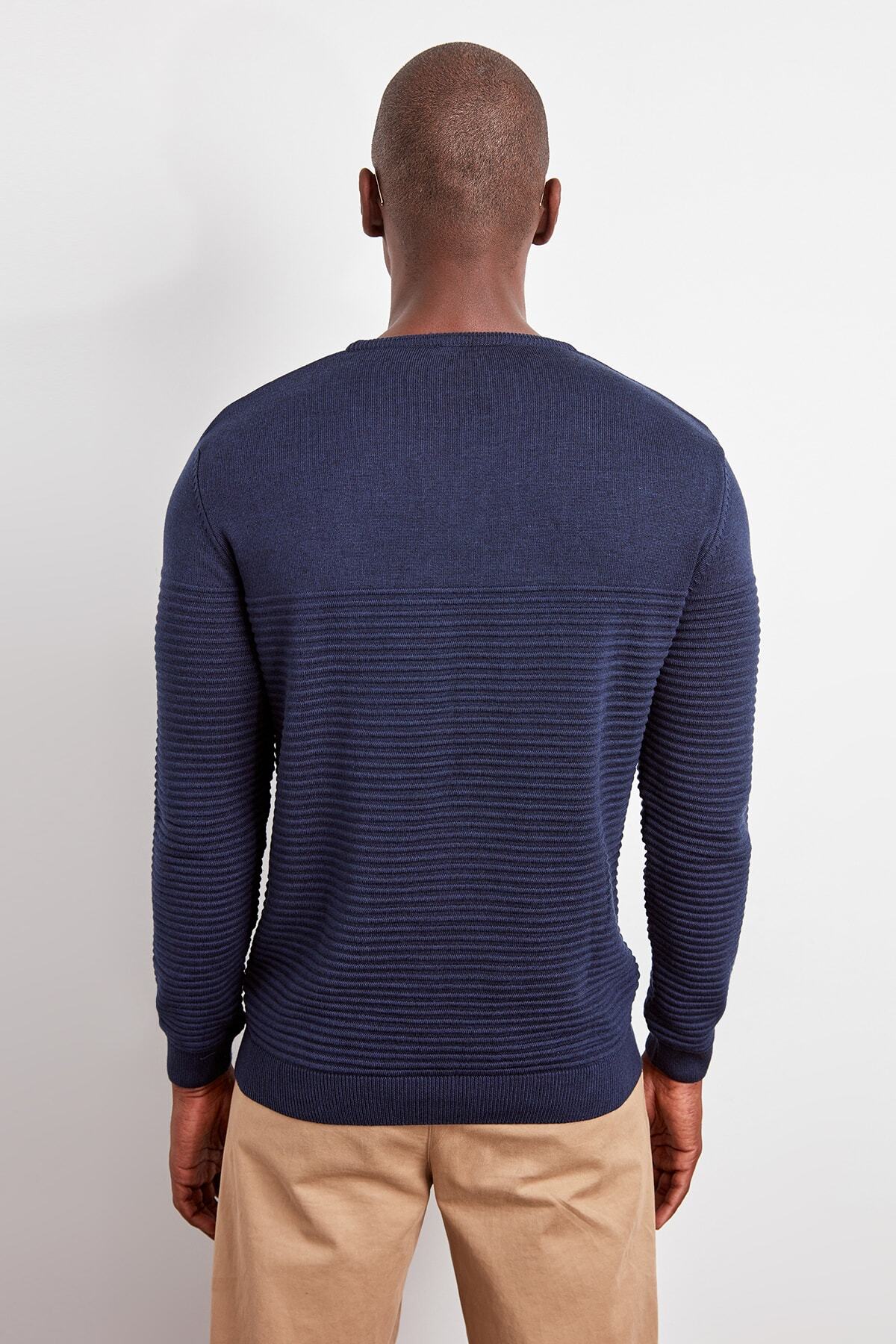 Trendyol Collection-Navy Blue Slim Slim Fit Crew Neck Textured Knitwear Sweater Tmnaw20Iy0014 12