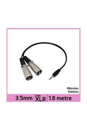 3.5 Mm Stereo Jack Plug Stereo Dual 3 Pin Xlr Male Ses Kablosu - Siyah - 1.8 M BSTMS5802440