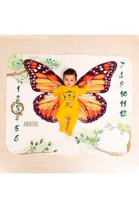 Kelebek Tasarımlı Yeni Doğum Hediyesi Bebek Fotoğraf Battaniyesi 106171
