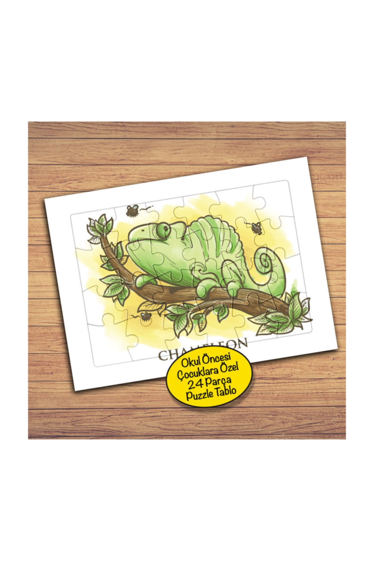 Genel Markalar Ağaçtaki Iguana Çocuklara Özel Puzzle Yapboz Tablo-37pz