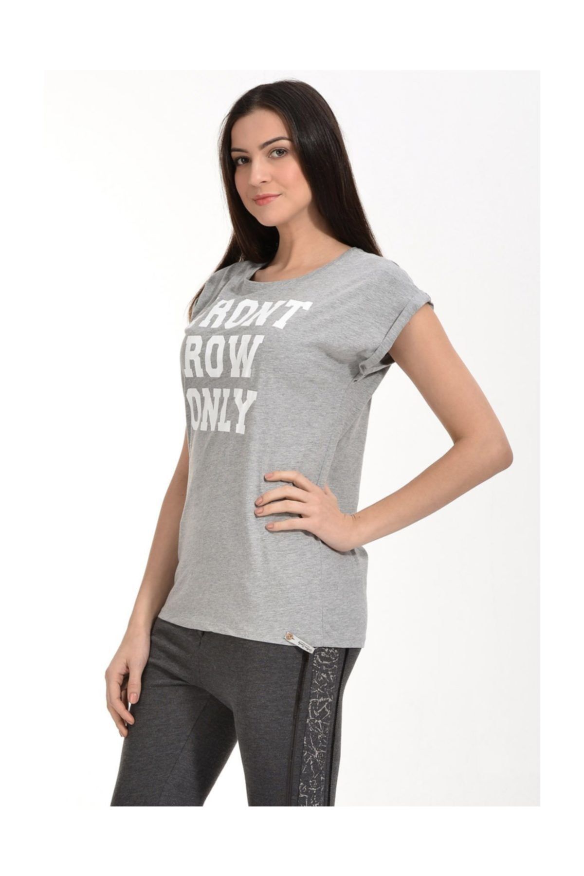 Cotton Candy-Tricou cu mânecă scurtă imprimat Gri Melange 3