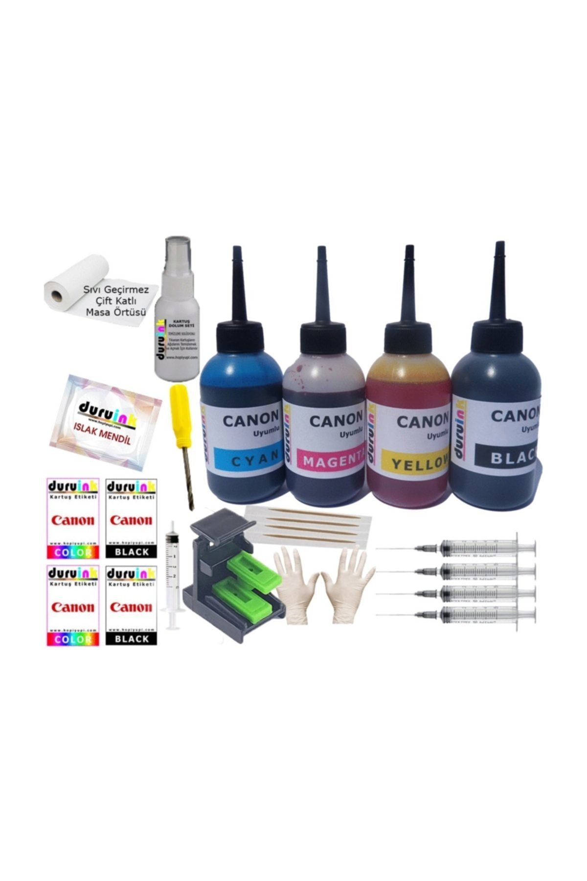 canon mp492 mp495 mp499 pg 510 cl 511 kartus murekkep dolum seti 4x100 ml renk