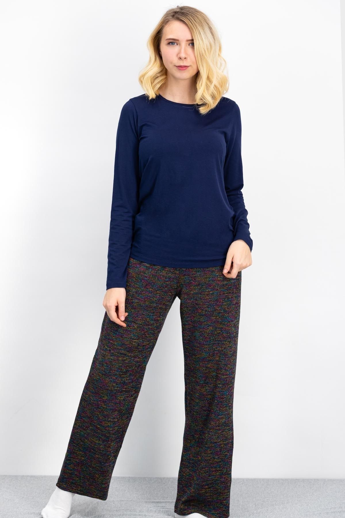 Arnetta-Homewear Navy Blue-Multicolor Women's 2-Piece Set 1