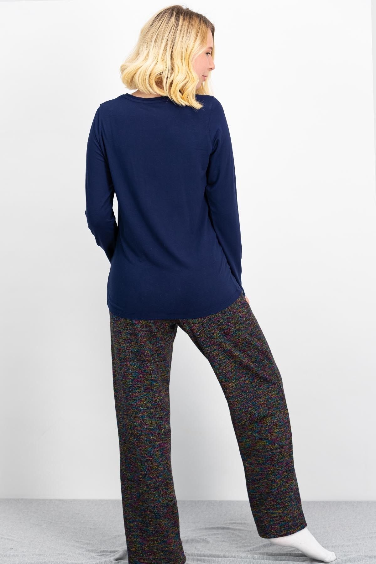 Arnetta-Homewear Navy Blue-Multicolor Women's 2-Piece Set 2