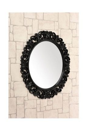 Dekoratif Oval Ayna Plastik Siyah 008851