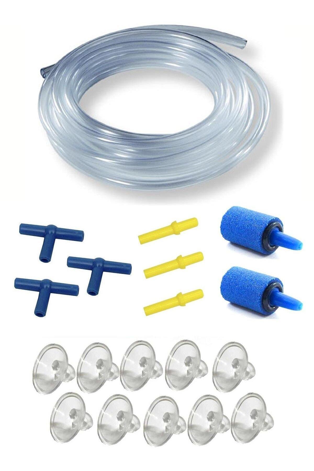 Genel Markalar Akvaryum 10 Metre Hava Hortumu Vantuz Hava Taşı Ek Seti