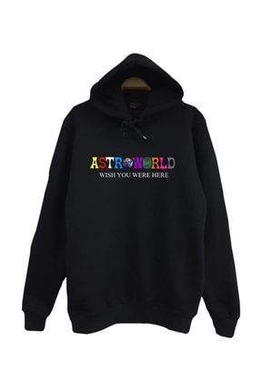 Travis Scott Astroworld Baskılı Kapüşonlu Sweatshirt FQTVW357