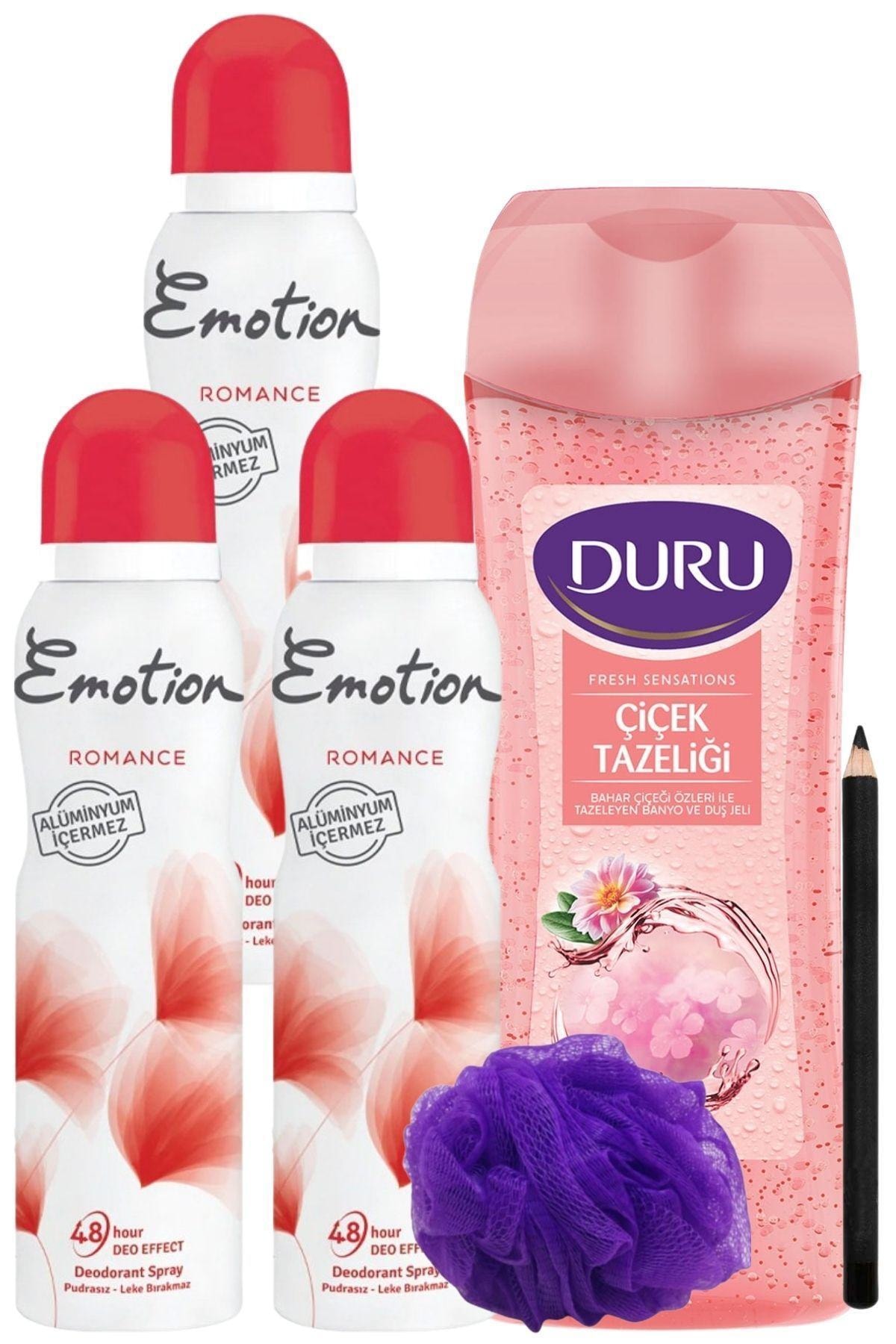 Emotion Romance Kadın Deo 150 Ml + Duru Çiçek Tazeliği Duş Jeli 450ml/set 6 Parça