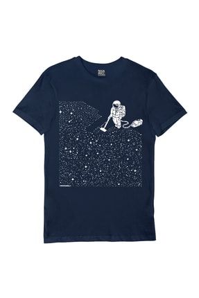 Süpürgeli Astronot Lacivert Kısa Kollu Erkek T-shirt 1M1BM210AL