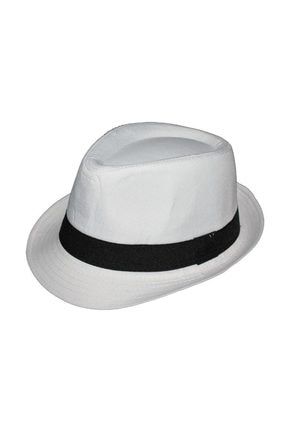 Partidolu Michael Jackson Fötr Parti Şapkası Siyah Şeritli Beyaz Renk 8/9 Yaş BP151099NBY