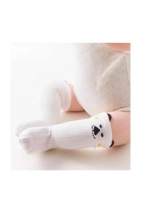 Sevimli Suratlı Kız Bebek Diz Altı Beyaz Çorap G1001102