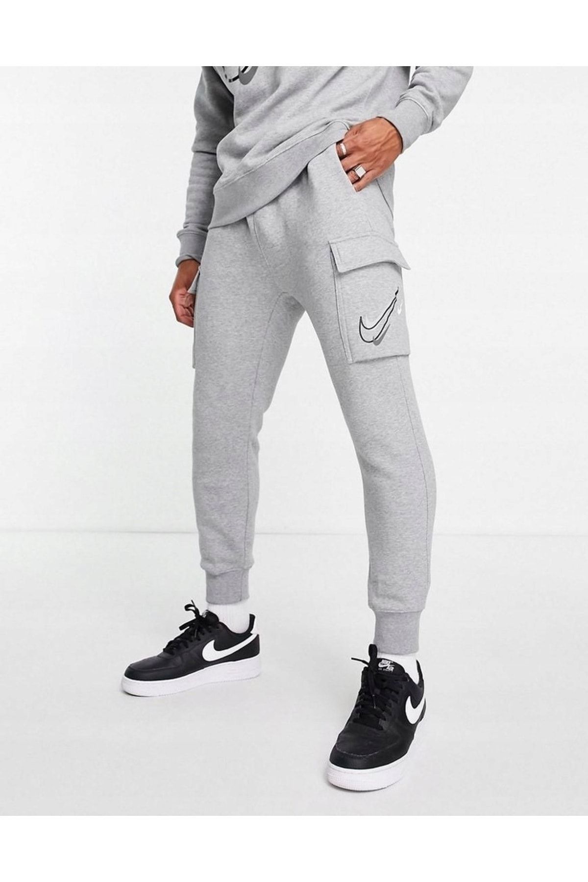 Nike Fleece Cargo Jogger Gray Men's Sports Sweatpants DQ3946-063 - Trendyol