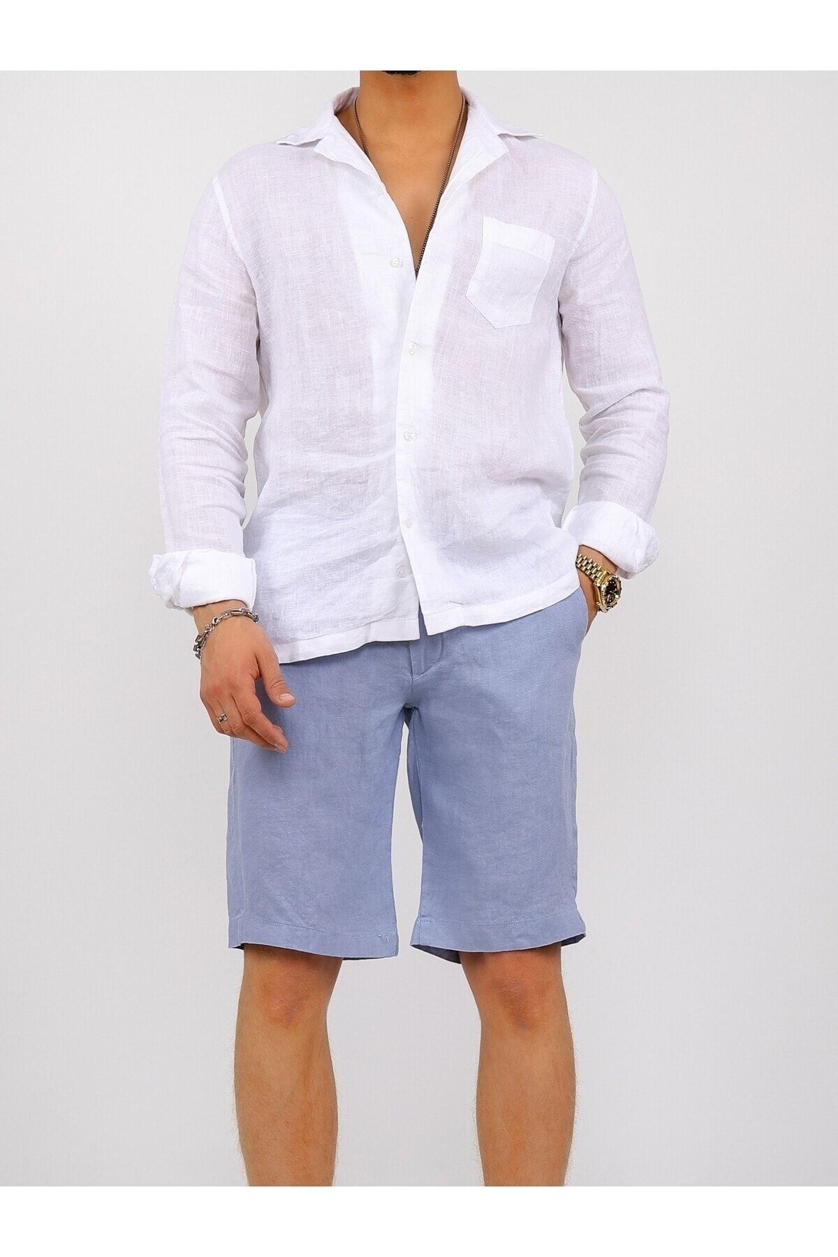 GOEZ PARIS-Basic Linen Shorts Design 3