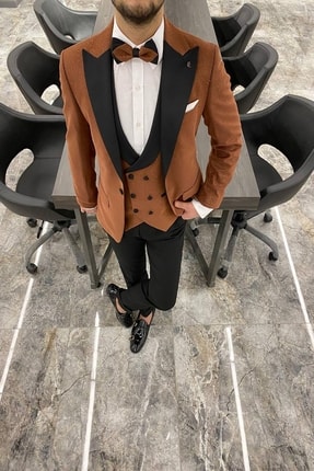 Fc Plus DAMATLIK YELEKLİ KAHVE TAKIM ELBİSE