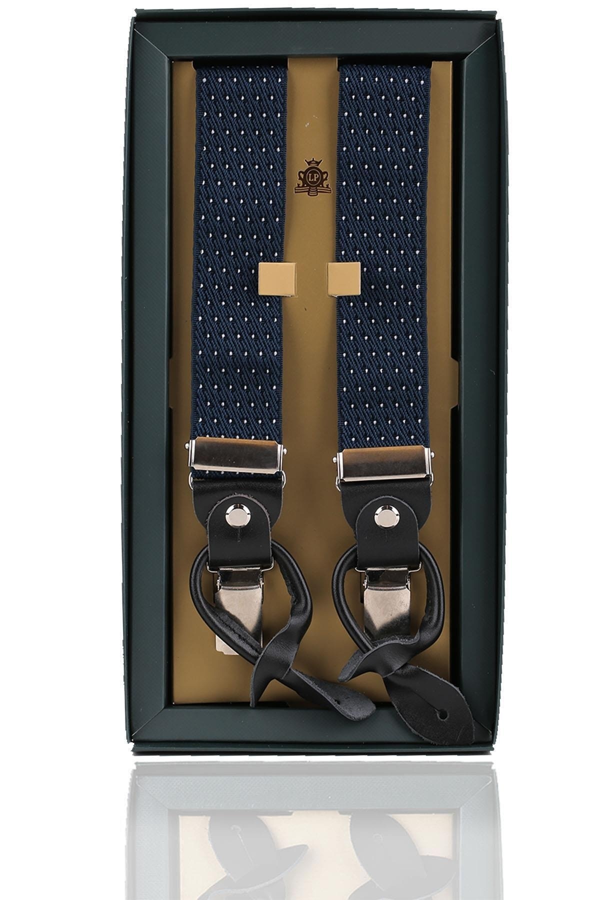  بند شلوار جاکارد چرم سرمه‌ای با دکمه‌های جادار PAN155