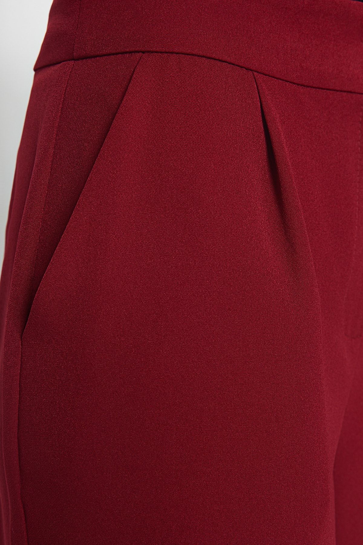 Trendyol Collection-Weinrote gewebte Hose mit weitem Bein – TWOAW22PL0139 5