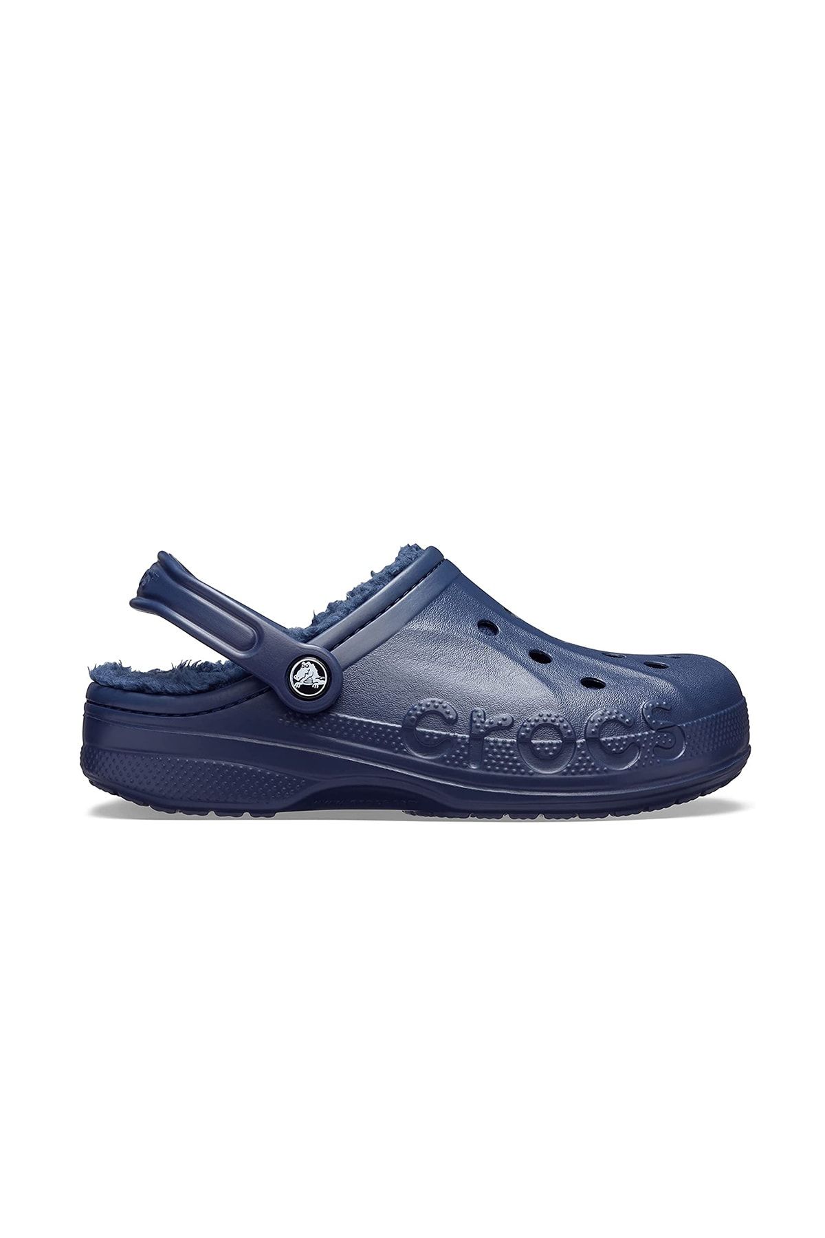 Navy blue fuzzy shop crocs