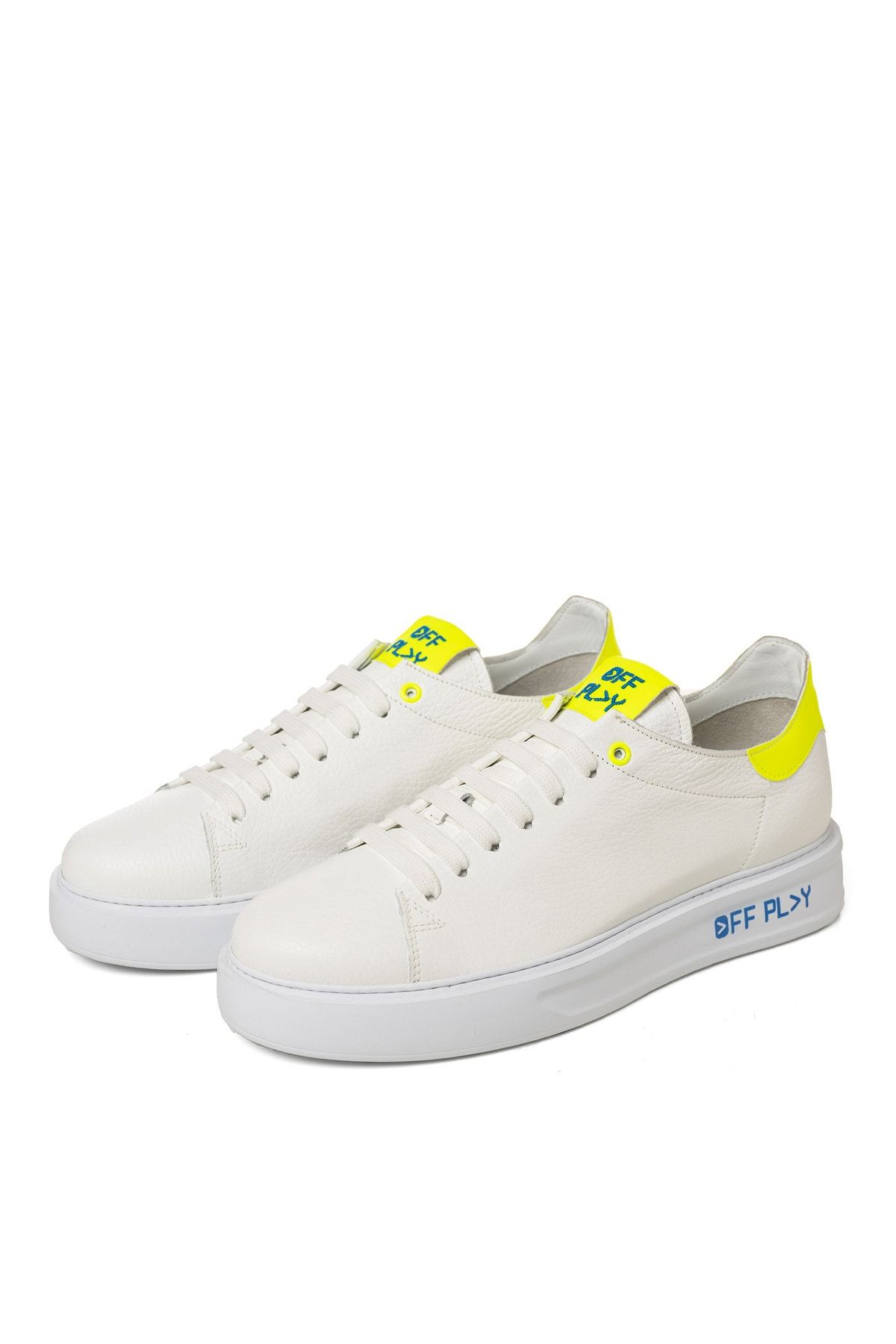 کفش کتانی چرمی مردانه سفید - زرد X-M FIRENZE 1 CV 02 Off Play