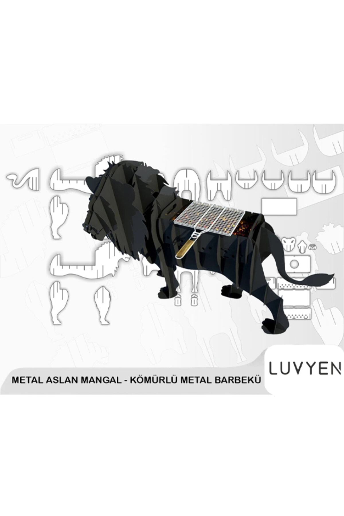 Mangal Kömürlü Barbekü Mangal Ayaklı Mangal Bahçe Mangal Aslan Model 6