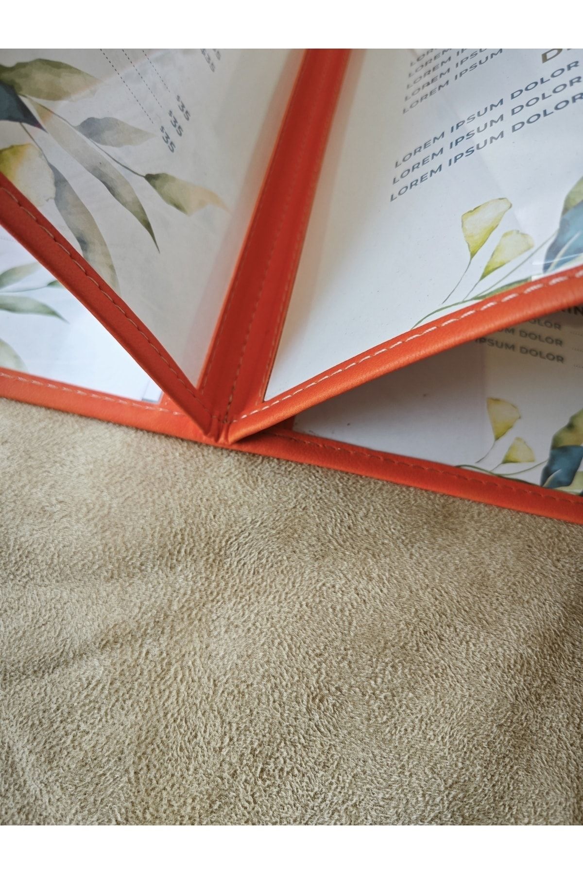 ankara menü-(1 piece ] Leather Binding A4 4 Sheets 8 Page Capacity Transparent, PVC, Acetate Menu Case 6