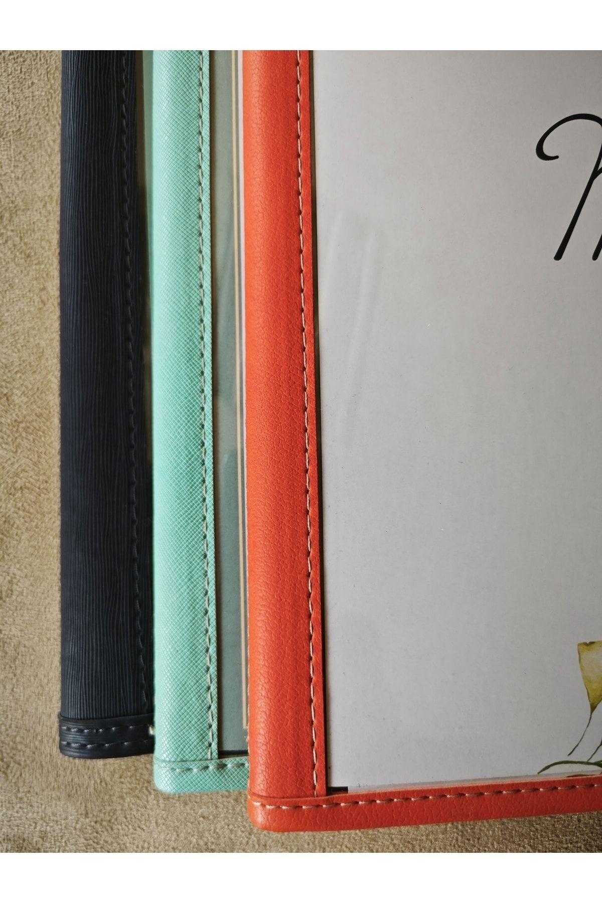 ankara menü-(1 piece ] Leather Binding A4 4 Sheets 8 Page Capacity Transparent, PVC, Acetate Menu Case 4