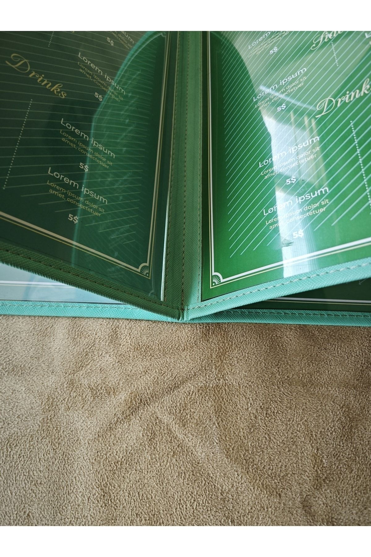 ankara menü-(1 piece ] Leather Binding A4 4 Sheets 8 Page Capacity Transparent, PVC, Acetate Menu Case 6