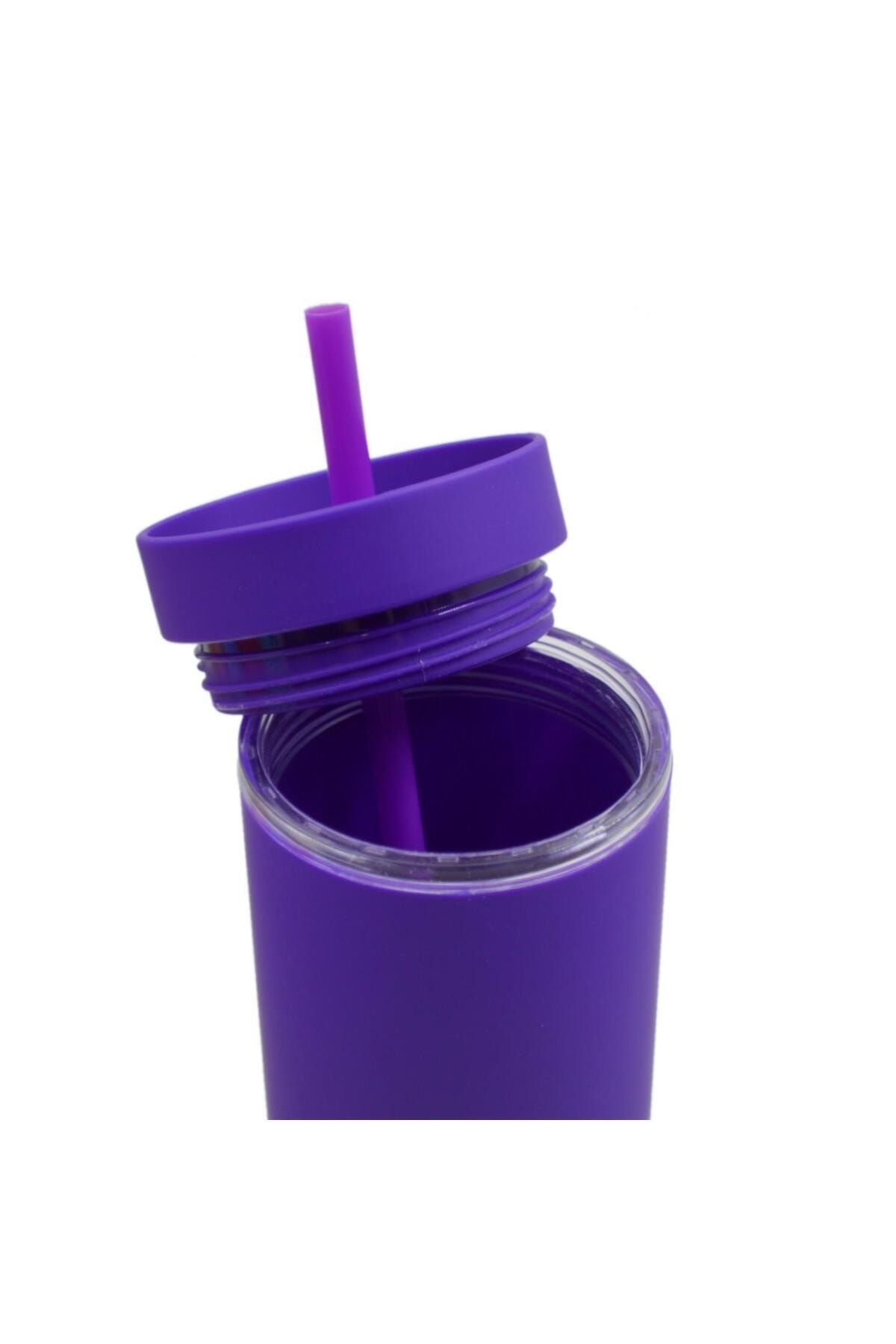 BottleBoss-Double Layer Leak Proof Lid Cup Flask with Straw 480 Ml Purple 3