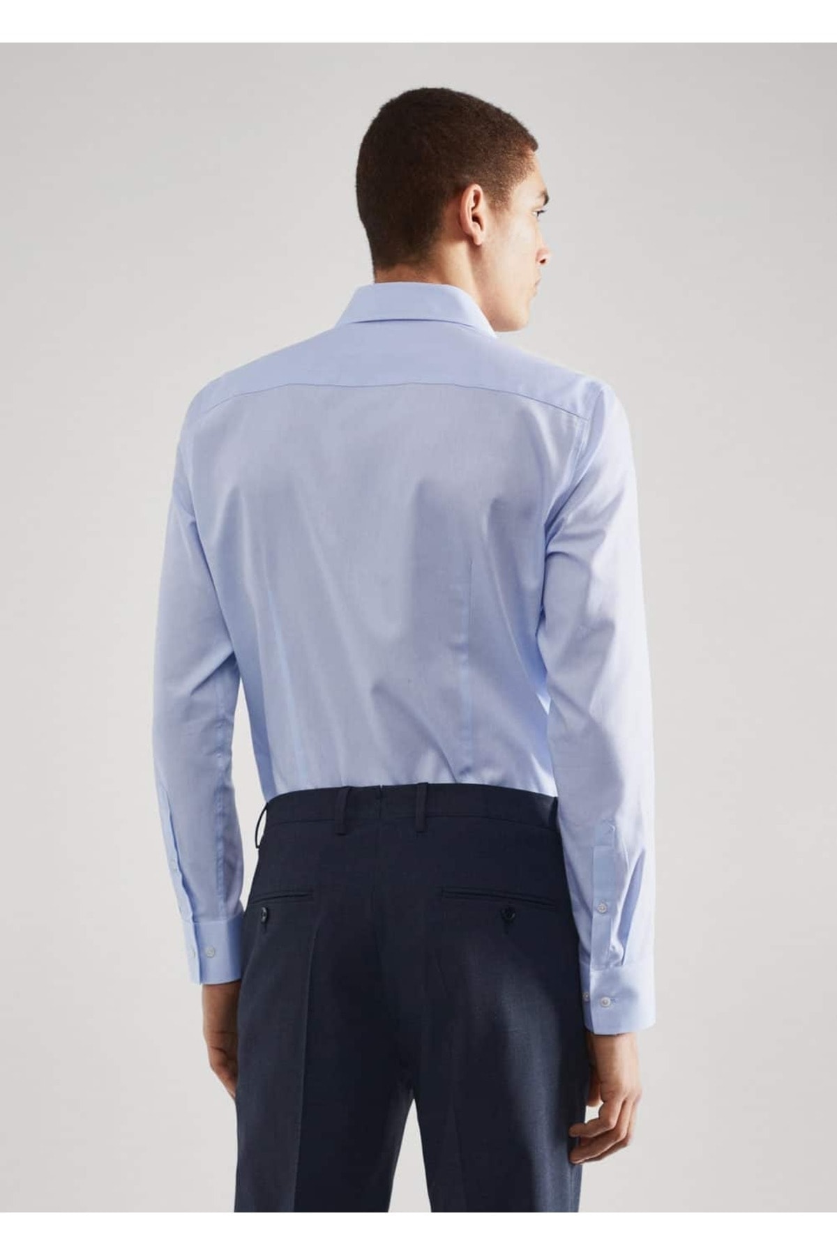 پیراهن مردانه آبی منگوMANGO Man | 47025911 اورجینال - تصویر 4