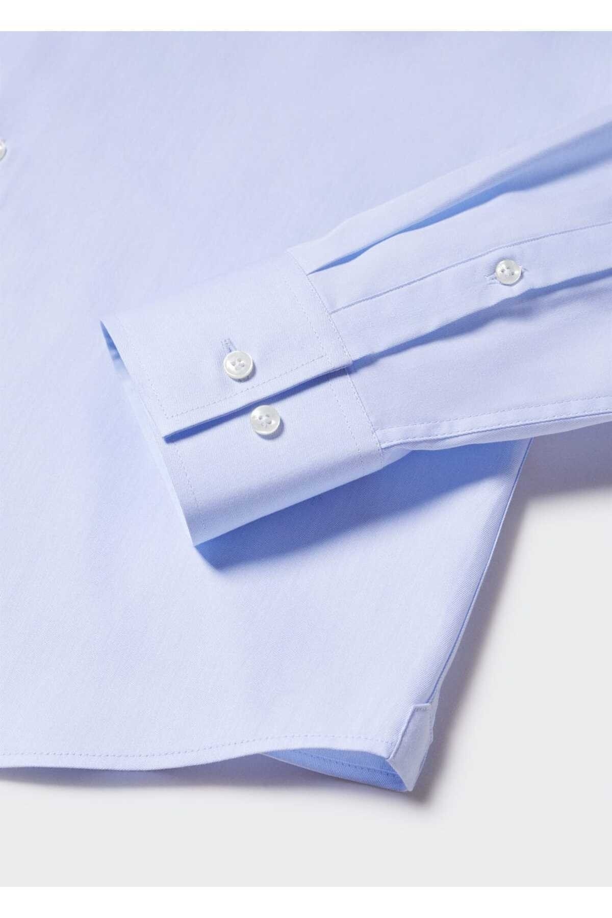 پیراهن مردانه آبی منگوMANGO Man | 47025911 اورجینال - تصویر 6