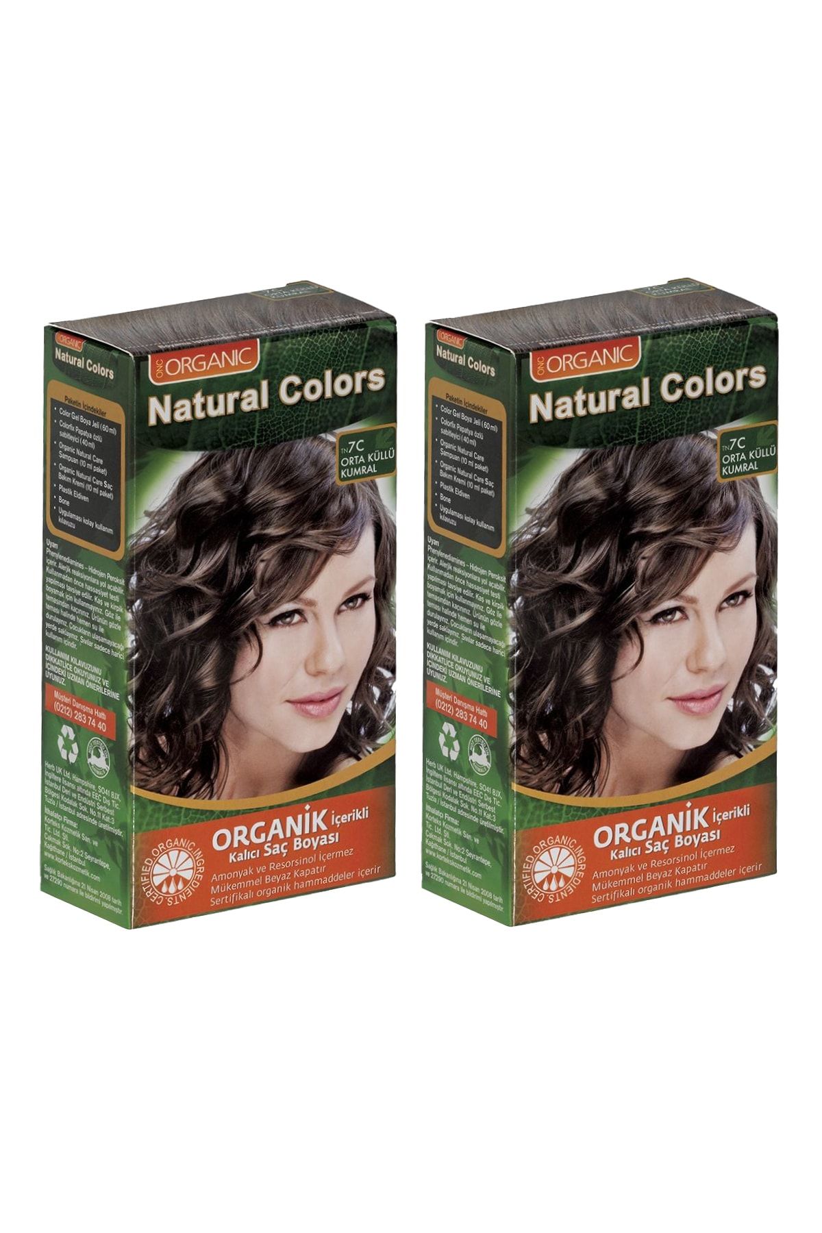 Natural Colors 7C Orta Küllü Kumral Organik Saç Boyası 1+1