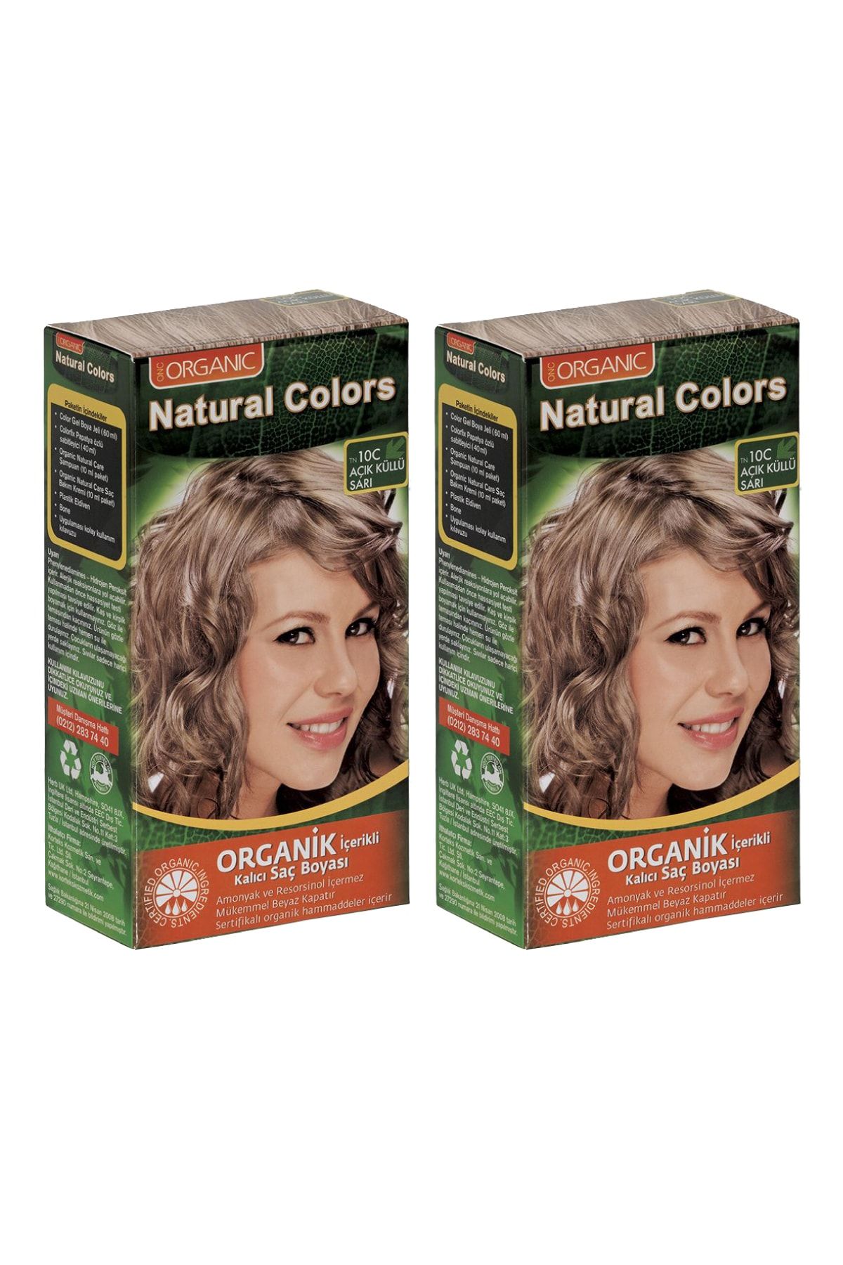 Natural Colors 10C Açık Küllü Sarı Organik Saç Boyası 1+1