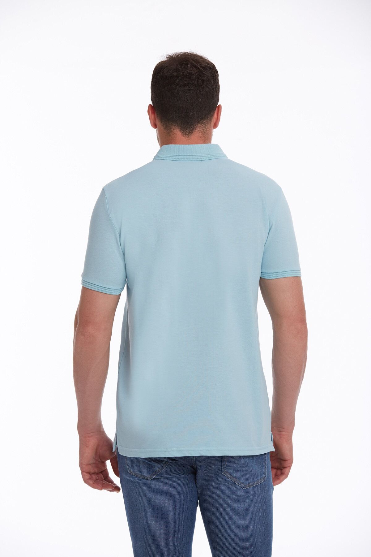 Hatemoğlu-Tricou pentru bărbați, albastru, cu croială normală, uni, 100% bumbac, cu guler polo 4