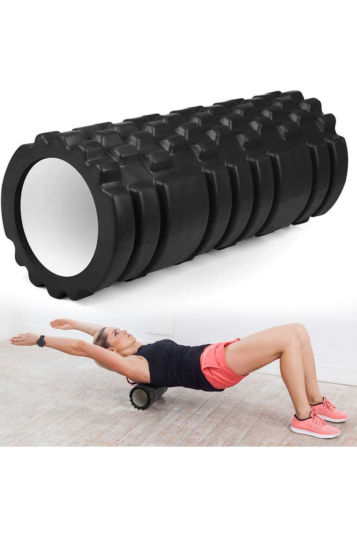 MultiFlexPro Yüksek Yoğunlukta Orta Sert Deluxe Foam Roller Masaj Köpüğü Pilates Masaj Rulosu Siyah