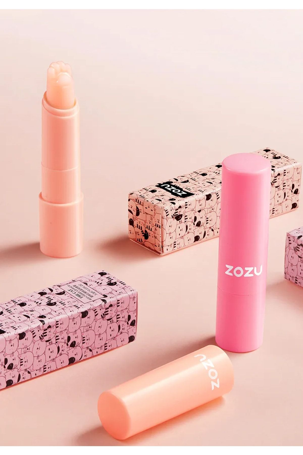 ZOZU-®   سلسلة القطط - بلسم الشفاه المرطب والتنعيم مع الجزر 3.2 جرام، 3 قطع 5