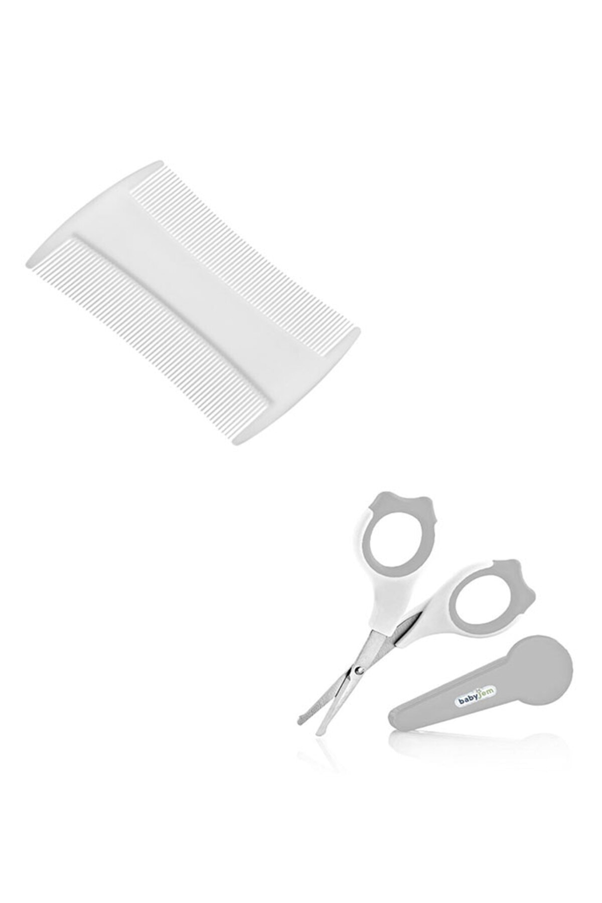 Babyjem Bebek Bakım Seti 2'li - Konak Tarağı + Tırnak Makası - Gri