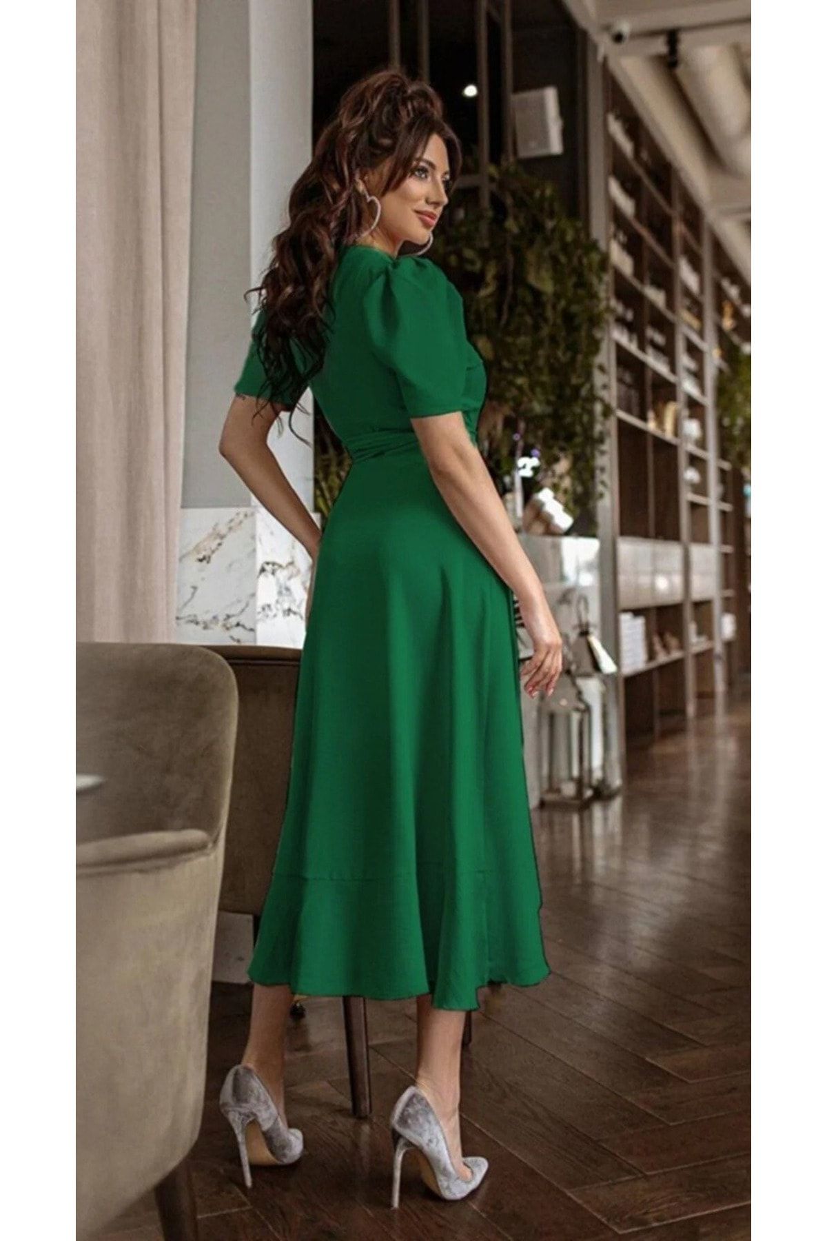 Dark green swing dress hotsell