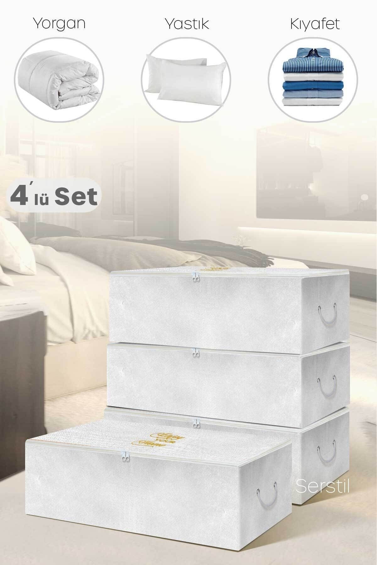 Serstil 4 Pieces Large Size White Storage Bag Under Plinth 62 x