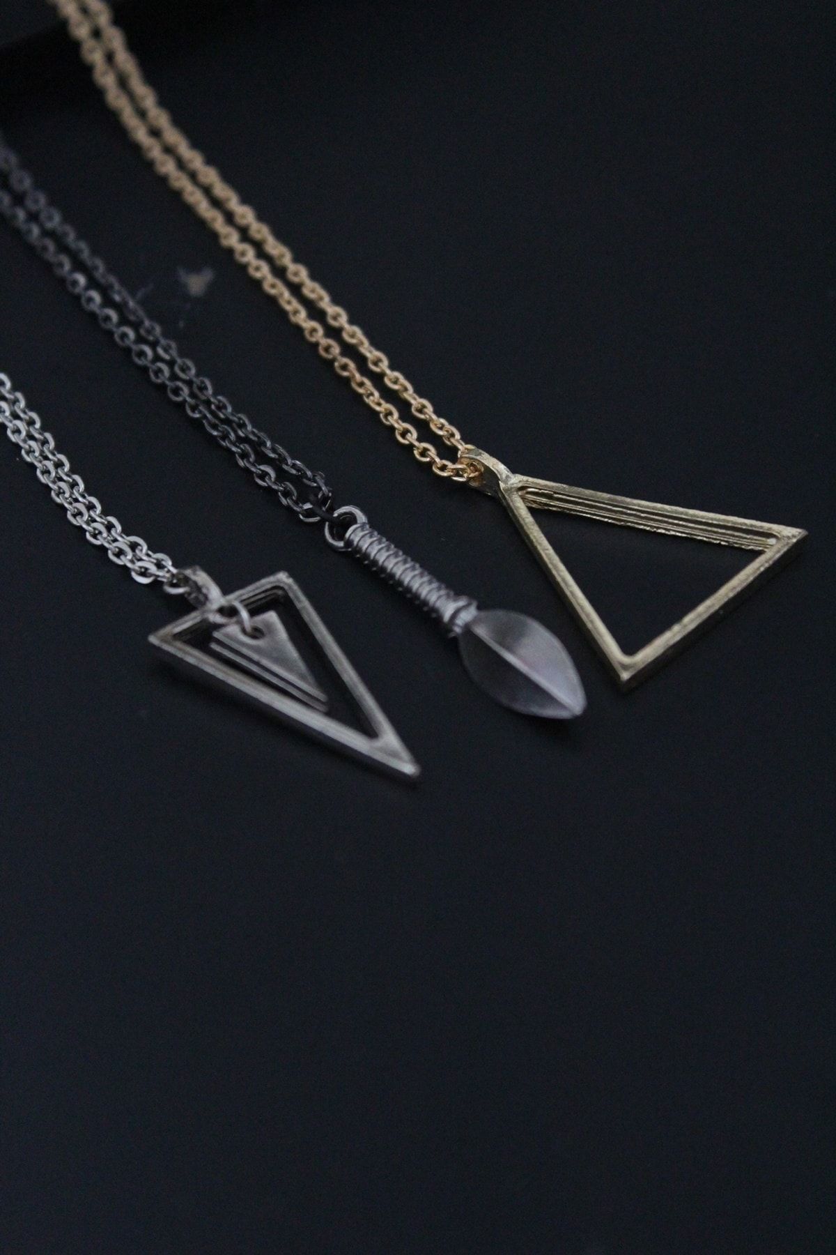 Dukkanka 3 Piece Double Triangle Pendant Arrowhead Triangle