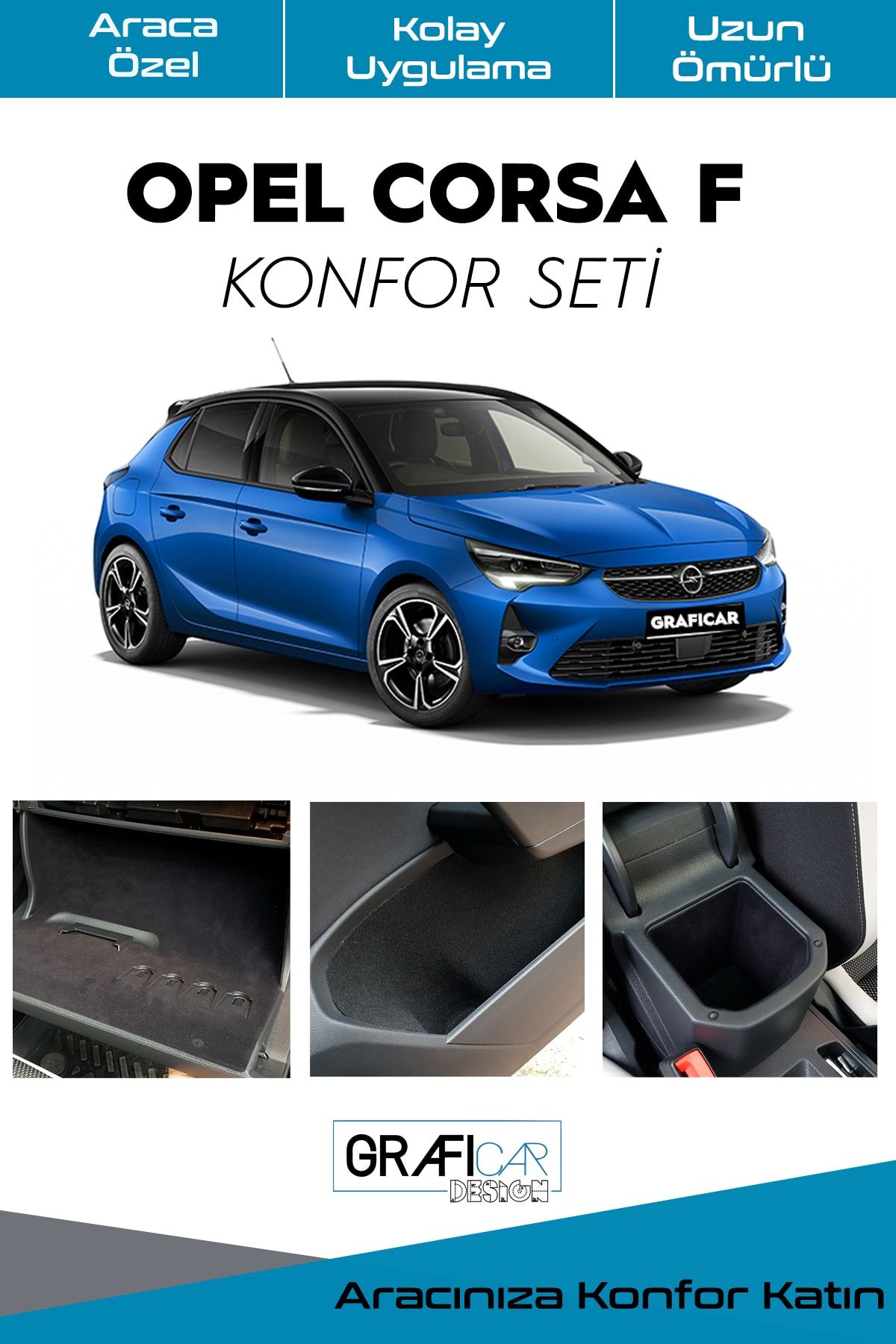 GRAFİCAR Opel Corsa F Comfort Set - Interior Trim Fabric Velvet Coating -  Product for Sound Insulation Purposes