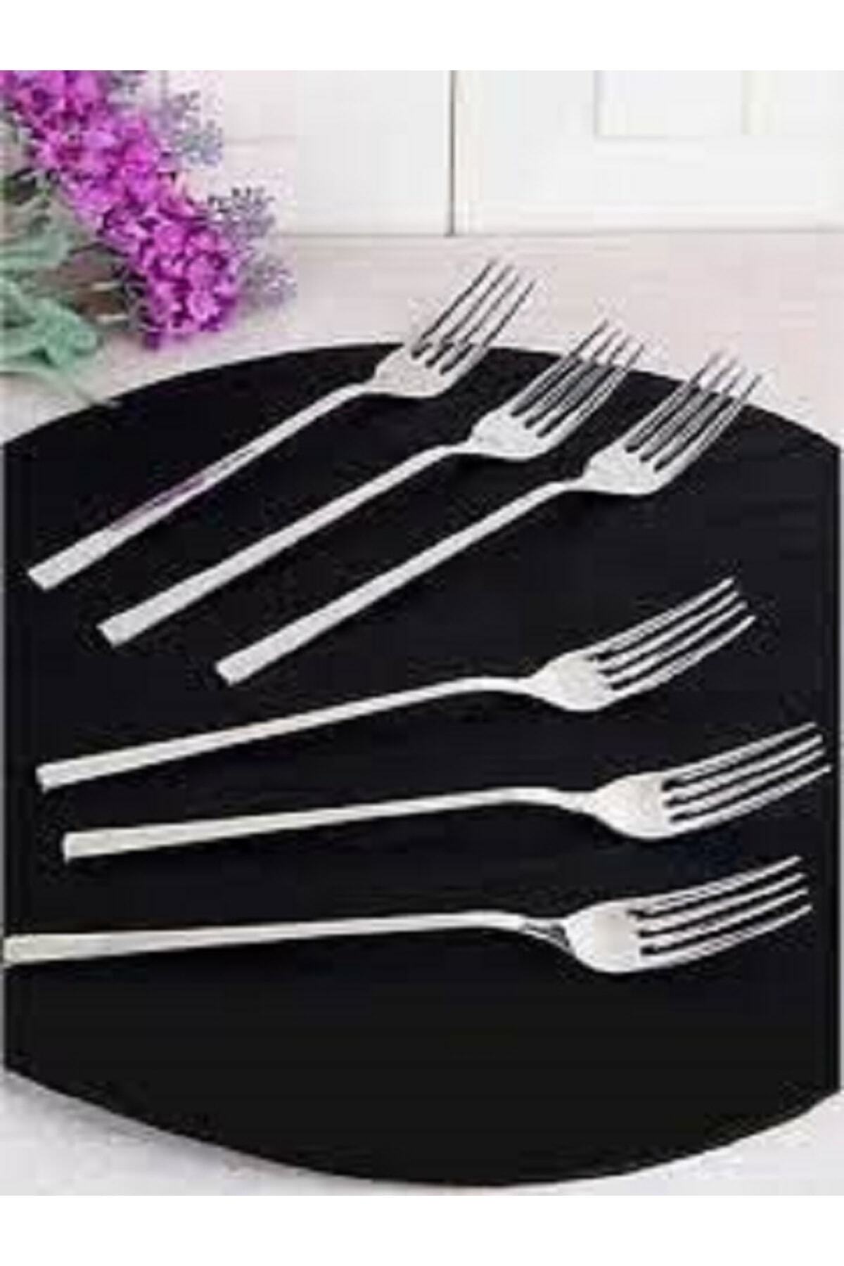 Stainless Steel Natural 6 pcs Dessert Fork Flat Model