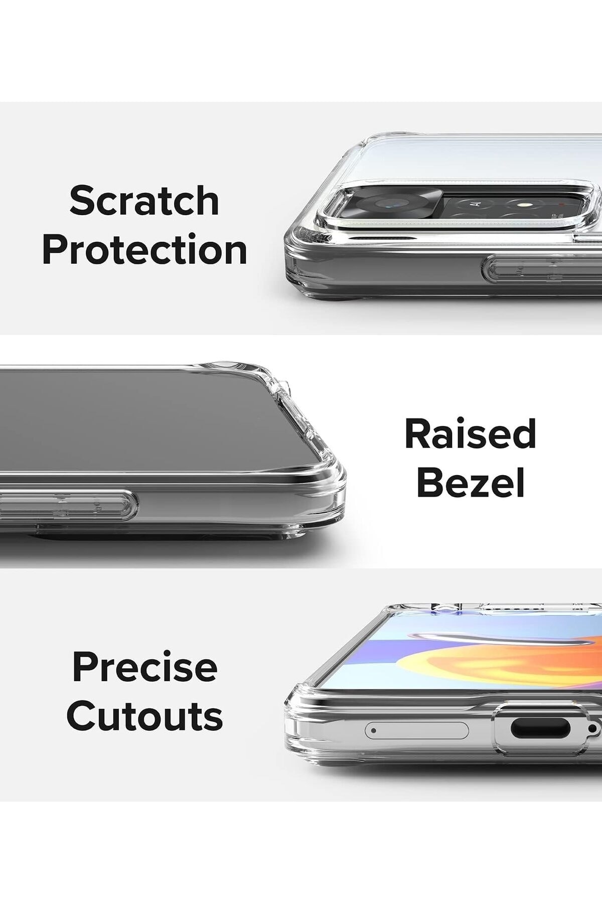 Xiaomi Redmi Note 11 Pro Uyumlu Kılıf 3D Kamera Korumalı Darbe Önleyici Şeffaf Renksiz Esnek Silikon