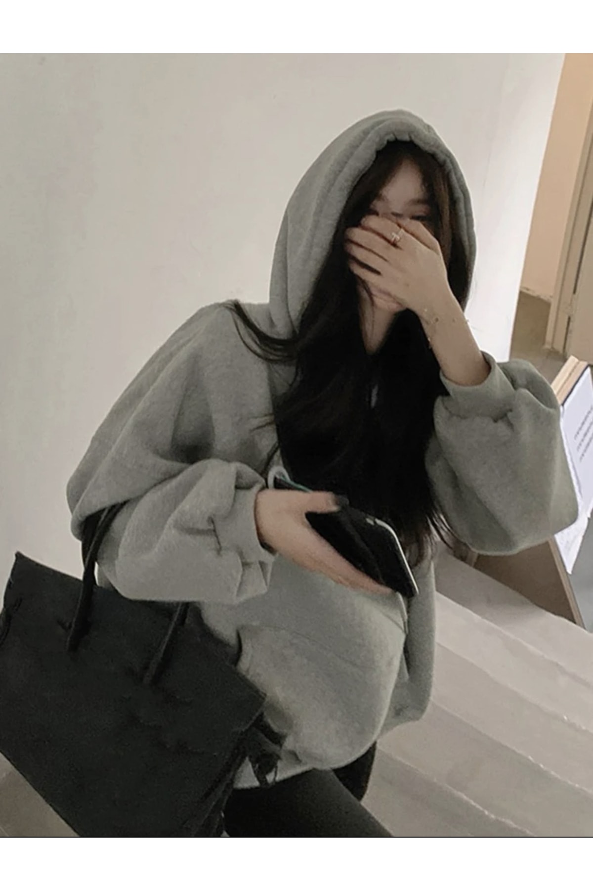 MOONBULL Ünisex Singular XXL baskılı kapüşonlu oversize sweatshirt görsel 4