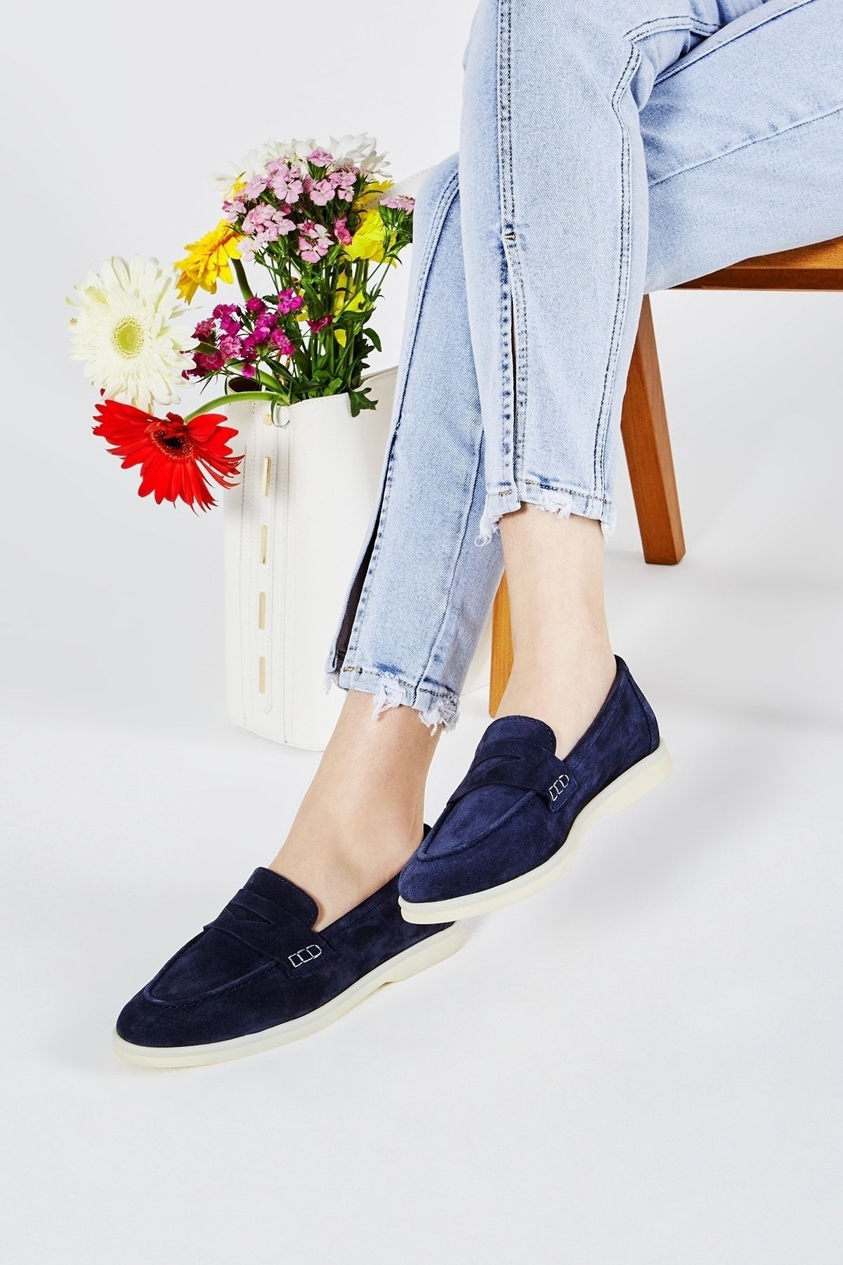 Navy blue suede cheap loafers womens