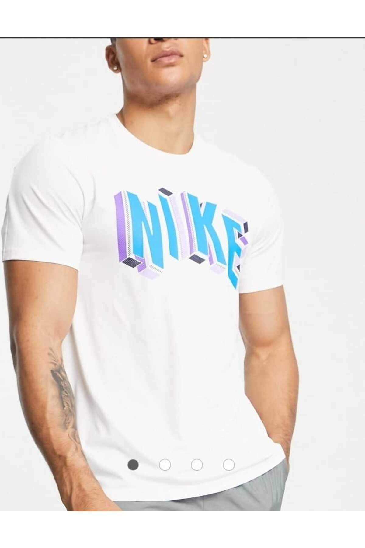 White nike shirt with discount blue logo