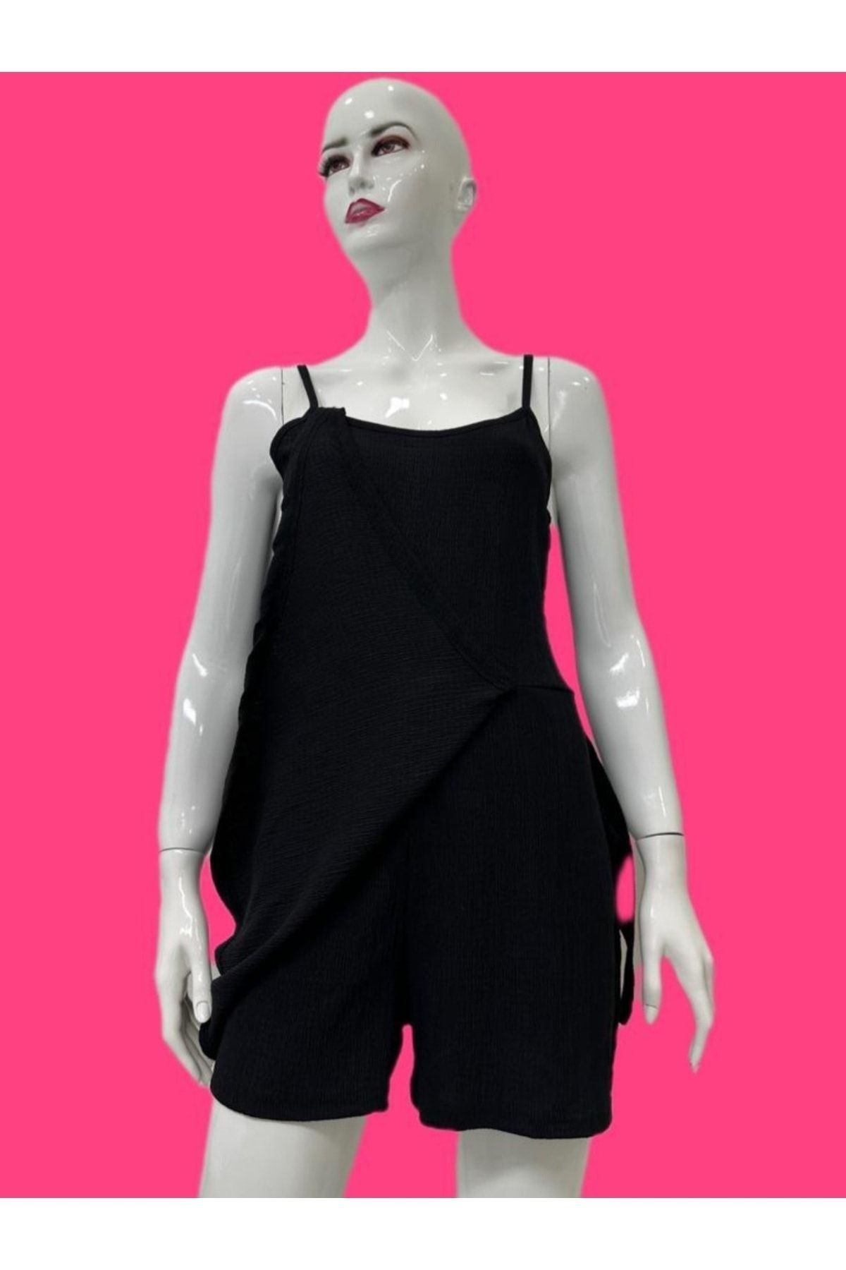 Moda I k Women s Black Color Strappy Shorts Jumpsuit with Tie