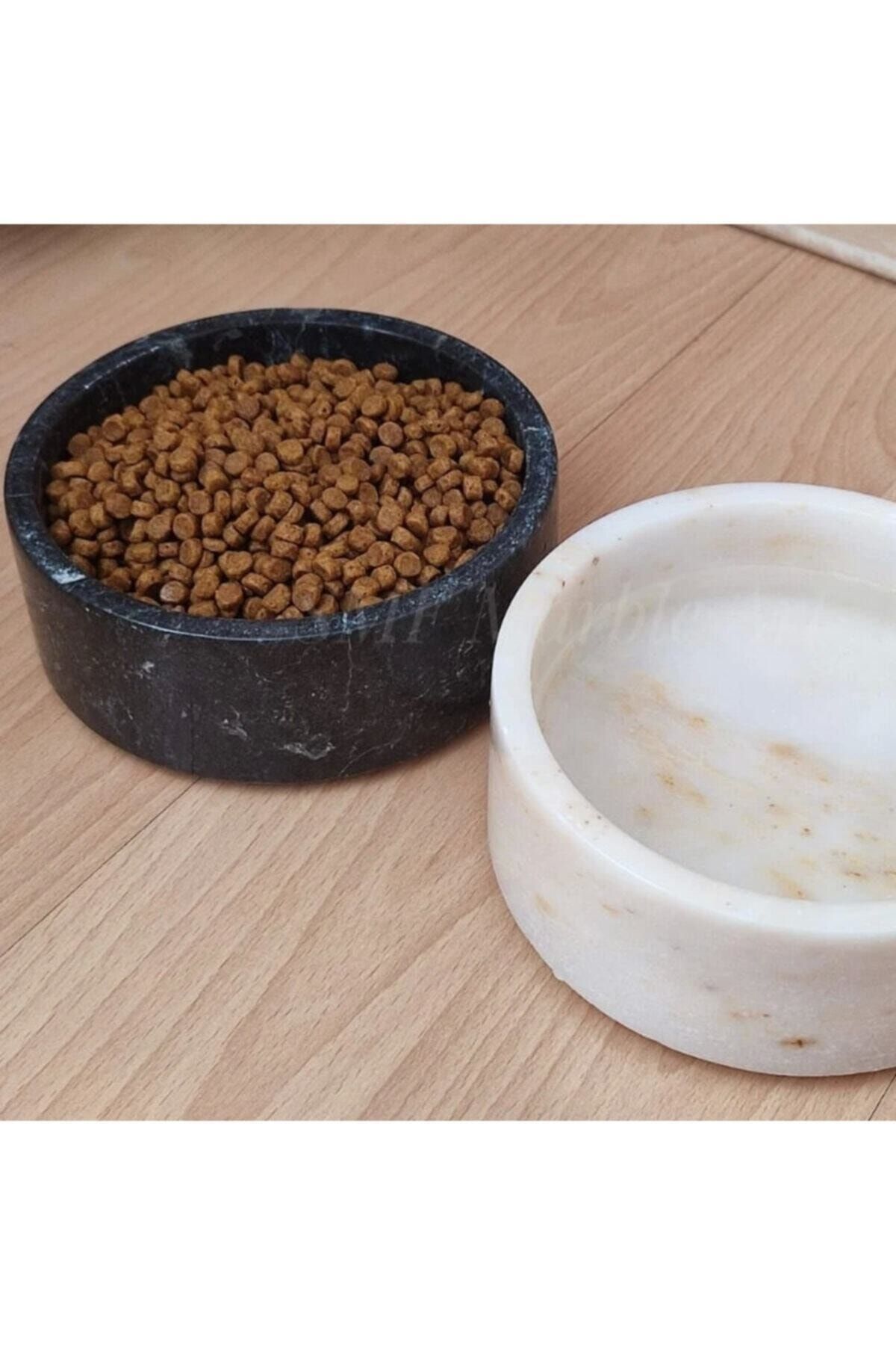 S meyra Marble Art Cat Dog Food Water Bowl Marble 2 Pieces