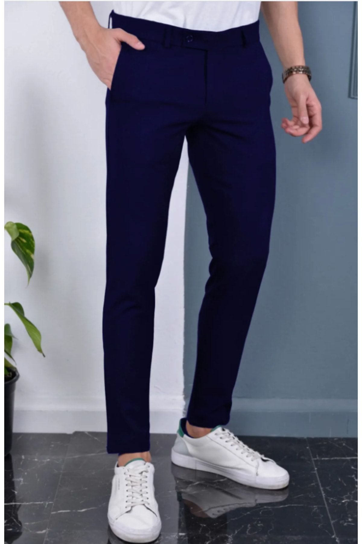 Navy blue 2024 trousers mens