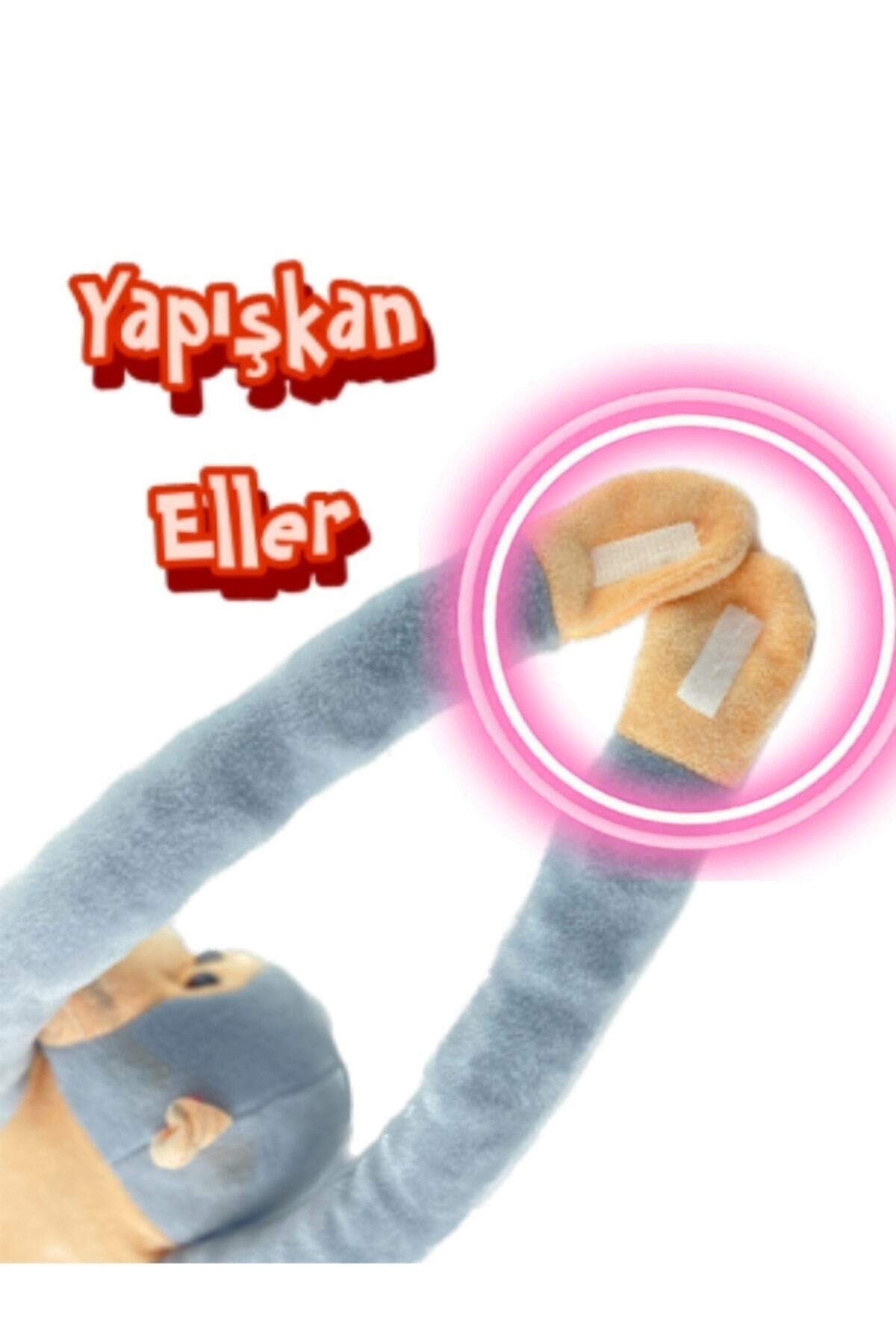 BabyLondy 2 Adet Farklı Renk Peluş Maymun - Uyku Arkadaşı Peluş Oyuncak -elleri Yapışkanlı Sarılan Maymun fotoğrafı 3 (önizleme)